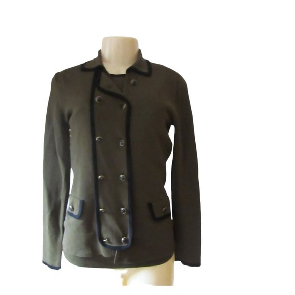 Doncaster Jackets & Blazers - Doncaster Olive Army Green Double Breasted Cardigan Jacket w Blouse in Sz Small